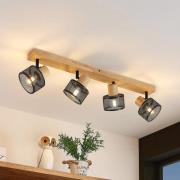 Lindby Evinora plafondspot van hout, 4-lamps