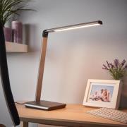 Lindby LED bureaulamp Kuno, grijs, USB, touchdimmer