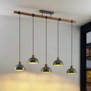 Hanglamp Lindby Durbis, 149 cm, zwart, 5-lamps, hout