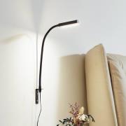 Lindby Flexola LED leeslamp, zwart, hoekig, ijzer, stekker