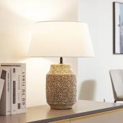 Lindby tafellamp Aelith, Ø 40 cm, bruin, keramiek, E27