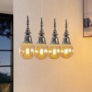 Lucande Gesja hanglamp, 4-lamps, lang, chroom