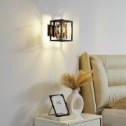 Wandlamp Lucande Arcan, goudkleurig/zwart, kristalglas