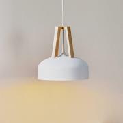 Hanglamp North met hout natuur, witte kap