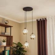 Hanglamp Starla rond 3-lamps, glas grafiet