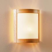 Wandlamp Zanna van hout, hoogte 34 cm, eikenhout licht