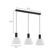 Hanglamp Dana met glazen kappen, 3-lamps