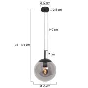 Bollique hanglamp, zwart, Ø 25 cm, glas, 1-lamp, bol