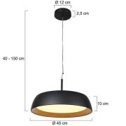 Mykty hanglamp, metaal, zwart, matte diffuser