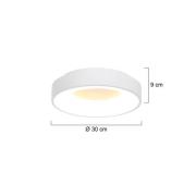 Ringlede LED plafondlamp, 2.700 K, Ø 30 cm, wit, metaal