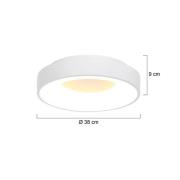 Ringlede LED plafondlamp, 2.700 K, Ø 38 cm, wit, metaal