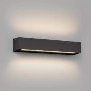 Buitenwandlamp Doro, grijs, aluminium, breedte 38 cm, 2-lamps.