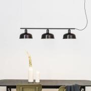 Hanglamp Tatawin, zwart, glas, lengte 100 cm, 3-lamps.