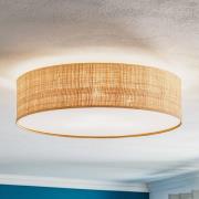 Leano beige ronde plafondlamp van rotan