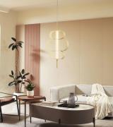 Lucande LED hanglamp Audrina, beige, metaal, dimbaar