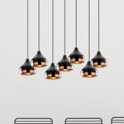 Hanglamp Yildo 6894, zwart/koper, metaal, 7-lamps