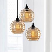 Hanglamp Goud 011, goud-transparant glas, 3-lamps rond