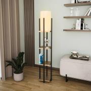 Vloerlamp 8115, zwart/goud/wit, metaal/canvas, hoogte 130cm