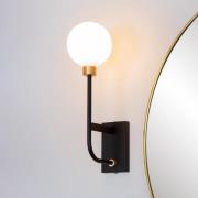 Berend wandlamp, glas, zwart/goud, 1-lamp