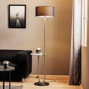 Vloerlamp Pongo met stoffen kap en legbord