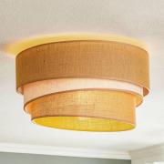 Plafondlamp Trio jute, naturel bruin/wit, Ø45cm