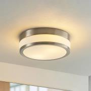 Lindby plafondlamp Flavi, Ø 28 cm, nikkel, glas, IP44, E27