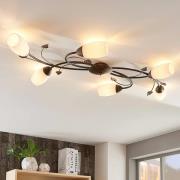 Lindby plafondlamp Stefania, 6-lamps, zwart/goud, 68cm