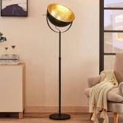 Lindby vloerlamp Muriel, 1-lamp, zwart/goud, metaal