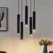 Lindby hanglamp Sanad, Ø 40 cm, 5-lamps, zwart, GU10