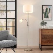 Lindby Jaileen stoffen vloerlamp, leeslamp, wit