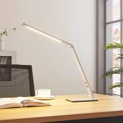 Lucande LED bureaulamp Nicano, grijs, metaal, dimbaar.
