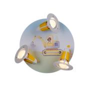 Bouwplaats graafmachine plafondlamp, geel, Ø 29 cm, 3-lamps