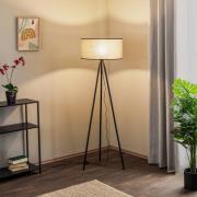 Vloerlamp Tubo met stoffen kap, beige, driebeen