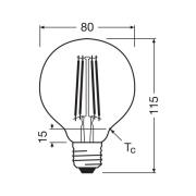 OSRAM LED lamp Globe G80 E27 2.2W Filament 4.000K