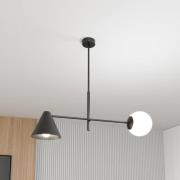 Plafondlamp Hermes, 2-lamps, zwart, glas, 70 cm, E14