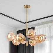 Plafondlamp Natalia, 8-lamps, glas, goud