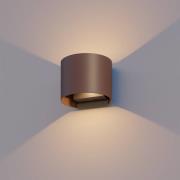 Calex LED buiten wandlamp Oval, up/down, hoogte 10cm, roestbruin