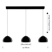 Luxxo LED hanglamp, zwart, 3-lamps, afstandsbediening