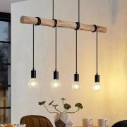 Lindby hanglamp Ferris, 4-lamps, 90cm, hout, E27