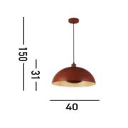 Hanglamp Mars, donkeroranje, Ø 40 cm, staal