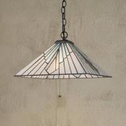 Hanglamp Alderley, Tiffany stijl, brons, trekschakelaar