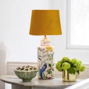 PR Home Li Na tafellamp, goud, Ø 30 cm, keramiek, fluweel