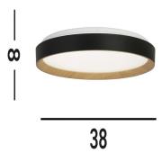 Sorrento plafondlamp zwart/houten decor Ø 38 cm Afstandsbediening