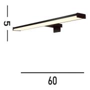 Kos LED spiegellamp, breedte 60 cm, zwart aluminium IP44
