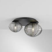 Ripple plafondlamp, zwart/rookgrijs, 2-lamps