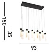 Moonbeam LED hanglamp, 10-lamps, zwart, wit, metaal
