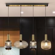Hanglamp Norma, 98 cm, 4-lamps, zwart/messing, glas