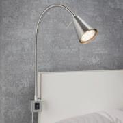 LED wandlamp Tuso, nikkel, bedmontage, metaal