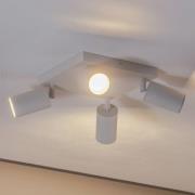 Plafondspot Sado, wit, staal, verstelbaar, 4-lamps