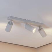 Plafondspot Sado, wit, staal, verstelbaar, 3-lamps lang